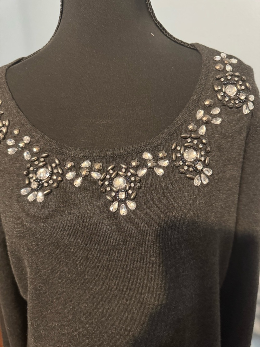 Covington Black Jeweled Scoop Neck Sweater brand-new without tag